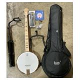 Deering Banjo, Stand & Case.