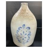 F. H. Cowden Blue Snowflake Stoneware Jug.