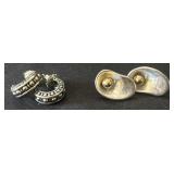 2 Pair Of Sterling & 14KT Gold Earrings.