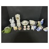 Lenox Clock, Dresden & Holland Figurines.