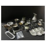 Pewter and Plated Tea Set.