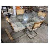 Retro Cesca Style Glass Top Dining Table.