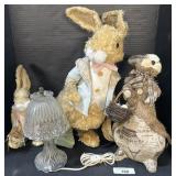Princess House Crystal Lamp, Bunny Figurines.