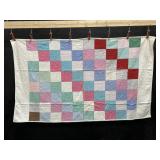 Handmade Block Patchwork Crib Quilt.