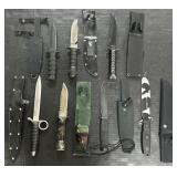 Lot Of Tactical Fixed Blade Knives.