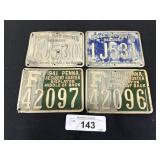 2-1940 & 2-1941 Vintage Pa Metal Hunting Licenses