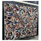 Antique Handmade Folk Art Crazy Quilt.