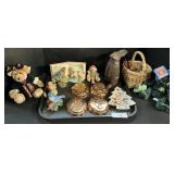 Figurines, Copper Molds, Baskets, Lenox Bird.