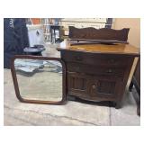 Ornate Oak Serpent Front Wash Stand.