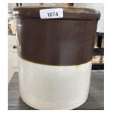 Two-Tone Blue Decorated Stoneware Crock.