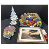 Vintage Childrenï¿½s Blocks, Ceramic Tree & Goose