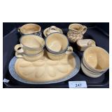 Pfaltzgraff Mugs, Egg Plate, Creamer & Sugar Set.