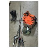 Fishing Rods, Hunting Clothes & Boots.