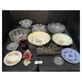 EPAG Glass Dishes, Floral Bowls, Italy Capodimonte