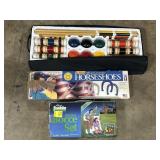 Croquet Set, Horseshoes, Bocce Ball Lawn Games.