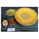 Breininger Pottery Redware Plates, Egg, Statue.