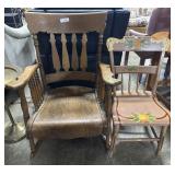 Vtg Oak Rocker, Hitchcock Style Side Chair.