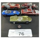 5 Vintage Hot Wheels Red Line Toy Cars.