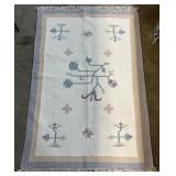 Hand Woven Reversible Rug w/ Pastel Tones.