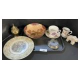 Stone Elephant, Indian Urn, Salem China Co. Plate.