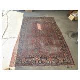 Antique Hand Knotted Red Flora Rug.