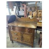 Ornate Oak Serpent Front Wash Stand.