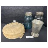 Vintage Boy Scouts Canteen, Mason Jars.