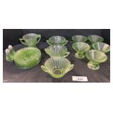 Lot of Uranium Glass, Sundae Cups, Plates, Bowls