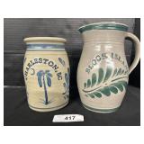 Stoneware Charleston SC Jar, Block Island Pitcher.