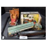 Hess Truck, Die Cast Tractor, Wooden Truck.
