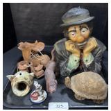 Chalkware Bust, Terricotta Piggy Bank, Ceramic