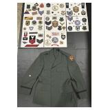 Vintage Military Pin, Patches & Dress Coat.