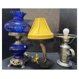 Lady Leg Lamp, Blue Hurricane Lamp, Industrial