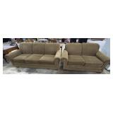Brown Stripped Sofa & Love Seat.