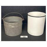 Galvanized Steel Bucket, Enamelware Canister