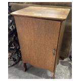 Vtg Oak Record Cabinet.
