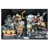 Figurines, Christmas, Hand Carved Wood, Utensils.