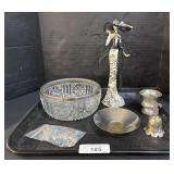 Jewelry Holder, Bell, Bowls, Glass Pebbles.