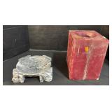 2 Stone Carved Table Items.