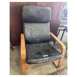 Distressed Leather Bentwood Armchair.