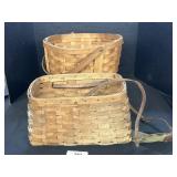 Vintage Woven Fishing Creel & Round Fruit Basket.