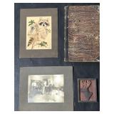 Vintage B&W Photograph, Carved Wood Deer.