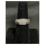 Sterling Silver Ring W 14KT Gold & Diamond