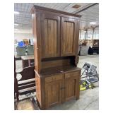 Antique Primitive American Cherry Wood Hutch.