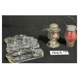 5 Vintage Glass Figural Candy Containers.