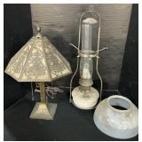 Hanging Aladdin Lamp & Slag Glass Lamp.