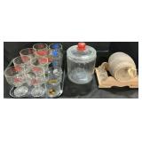 Adv. Beer Glasses, Tomï¿½s Peanut Jar, Ceramic Keg