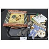 Ceramic Plates, Wooden House Decorations.