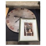 Wooden Wall Clock & Wall Art.
