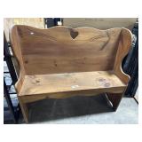 Pine Farmhouse Style Heart Bench.